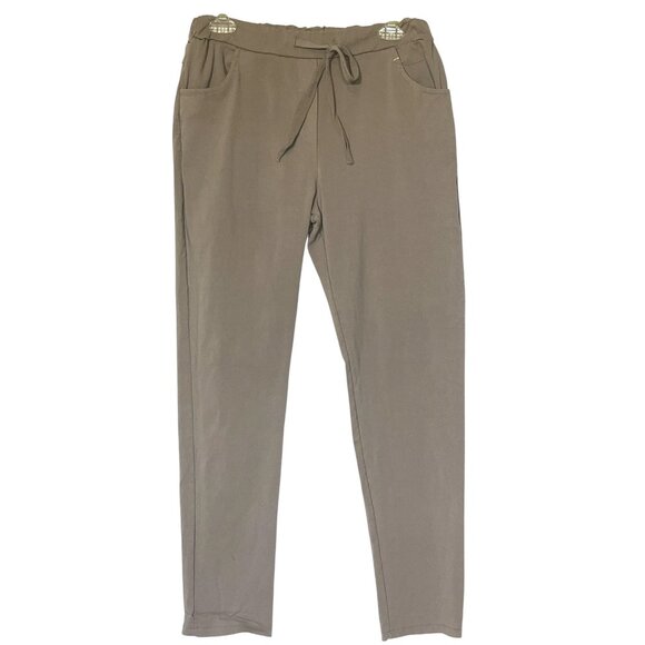 New Venti6 Taupe Brown Drawstring Stretch Pants Joggers - Made in Italy - Picture 1 of 6